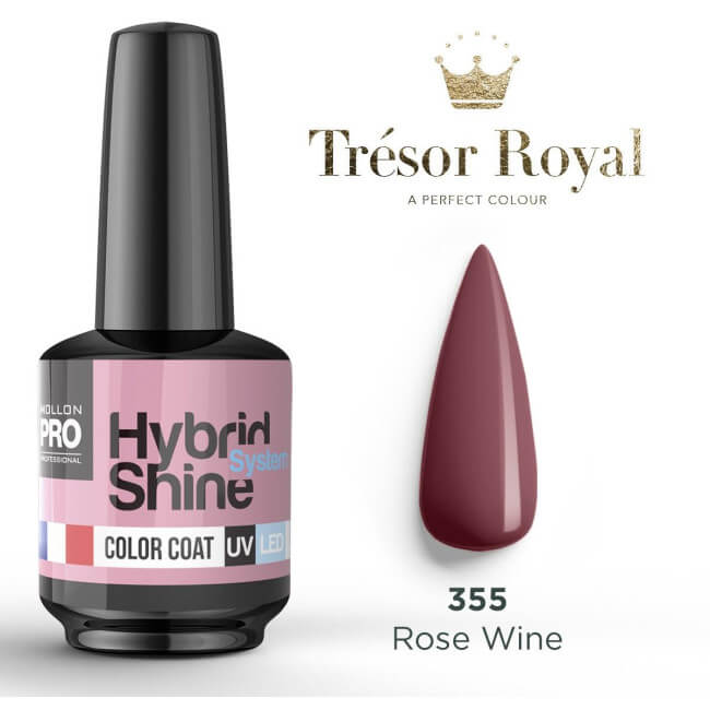 Verniz semi-permanente mini Hybrid Shine nº 355 Rosa Vinho Tesouro Real Mollon Pro 8ML