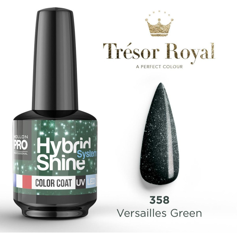 Mini semi-permanent nail polish Hybrid Shine n°358 Versailles Green Tresor Royal Mollon Pro 8ML