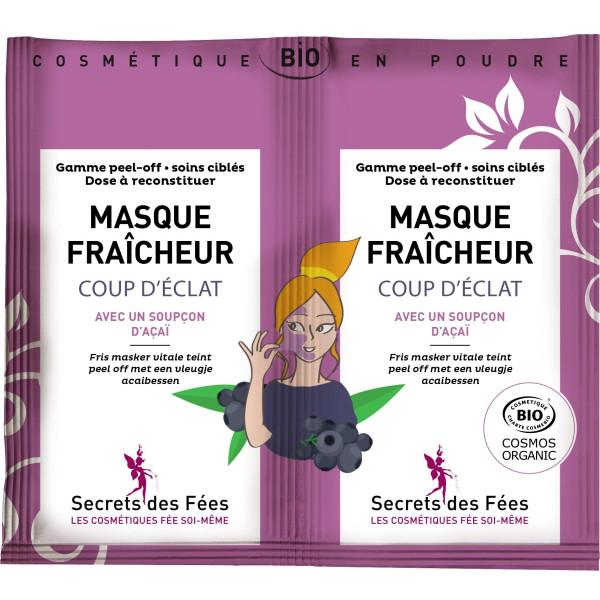 Masque peel-off fraicheur Coup d'éclat bio Secrets des Fées 2x7,5g
