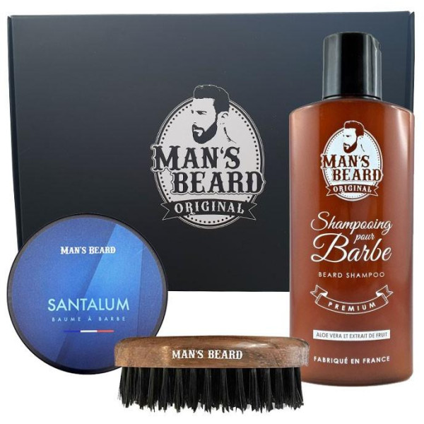 Box Balm Sandalwood, Shampoo Beard + Brush Man's Beard