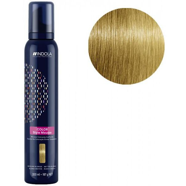 Mousse colorante coiffante blond moyen Indola 200ML