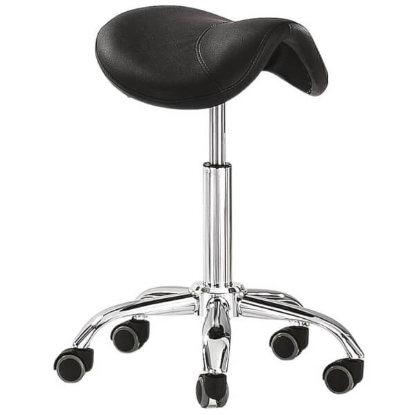 Tabouret de tatouage selle de cheval avec dossier réglable Noir