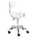Tabouret blanc selle cheval + dossier 