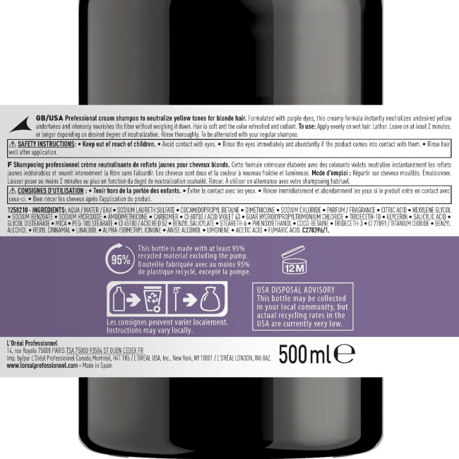Shampooing violet neutralisant Chroma Crème L'Oréal Professionnel 300ML