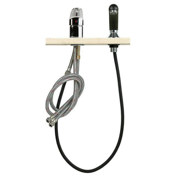 Chromed complete mixer + black shower Chromed complete mixer + black shower