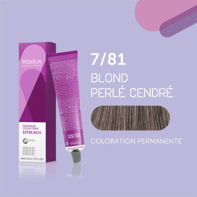 Coloration permanente 7/81 blond perlé fumé Kadus 60ML