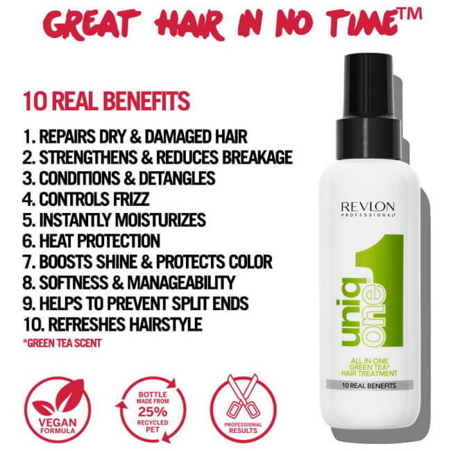6 sprays do 10-em-1 chá verde UniqOne Revlon 150ML.