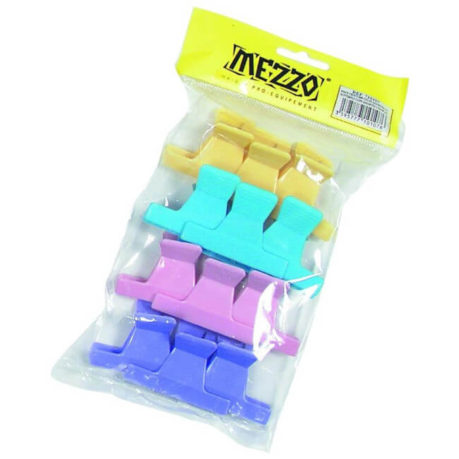 12 gekleurde krokodillenclips van 6 cm.