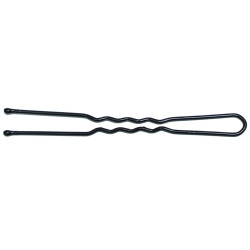 Schachtel mit 500 g schwarzen wellenförmigen Perlenstecknadeln, 7 cm lang.