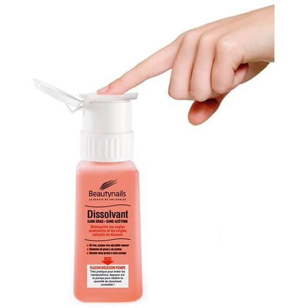 Removedor de esmalte BeautyNails sin acetona en presentación de 230 ml.