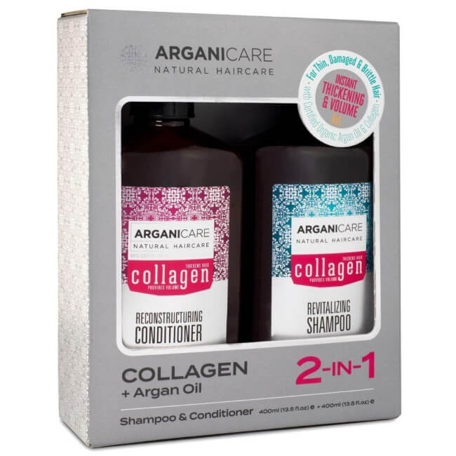 Coffret Shampooing + Après-shampooing Collagène Arganicare 400 ml 