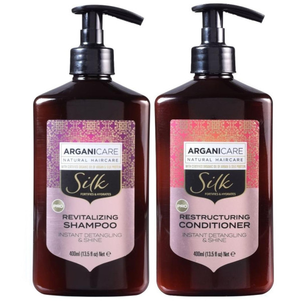 Coffret Shampoo + Conditioner Silk Protein Arganicare 400 ml