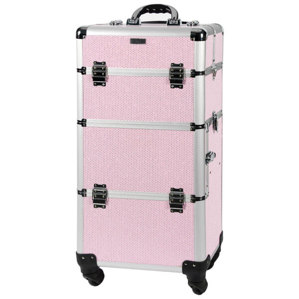 Mala de alumínio rosa com strass brancos da Parisax Professional. Mala de alumínio rosa com strass brancos da Parisax Professional.