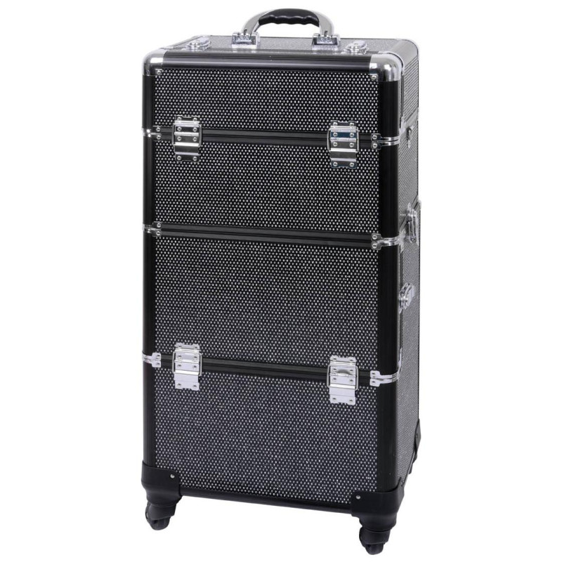 Valigia in alluminio nero con strass bianchi di Parisax Professional.