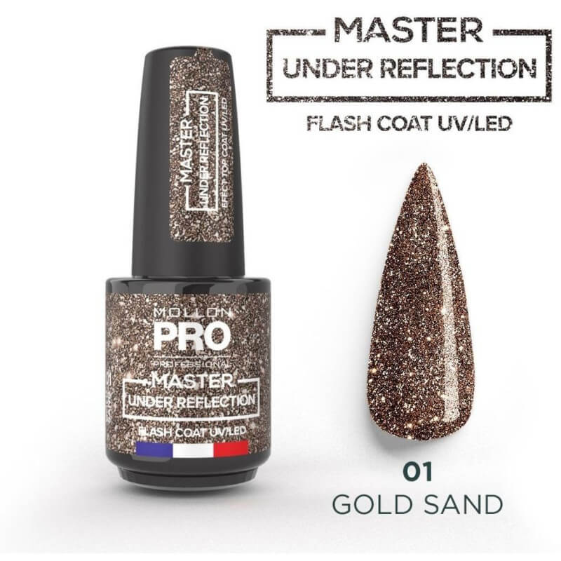 Verniz Semi-Permanente 01 gold sand Under Reflection Mollon Pro 12ML