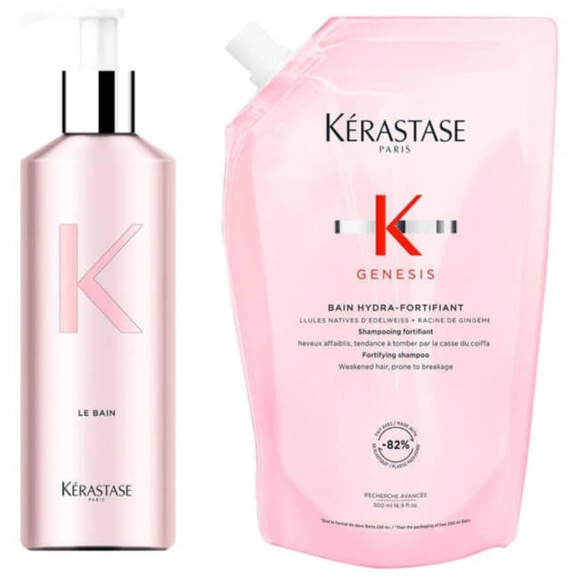 Pack Bouteille et Recharge bain hydra-fortifiant Genesis Kérastase 500ML