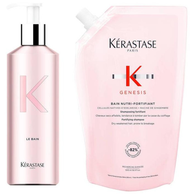 Pack Bouteille et Recharge bain nutri-fortifiant Genesis Kérastase 500ML