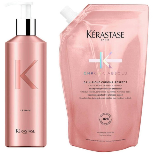 Pack Bouteille et recharge bain riche cheveux normaux à épais Chroma Absolu Kérastase 500ML Pack Bouteille et recharge bain riche cheveux normaux à épais Chroma Absolu Kérastase 500ML