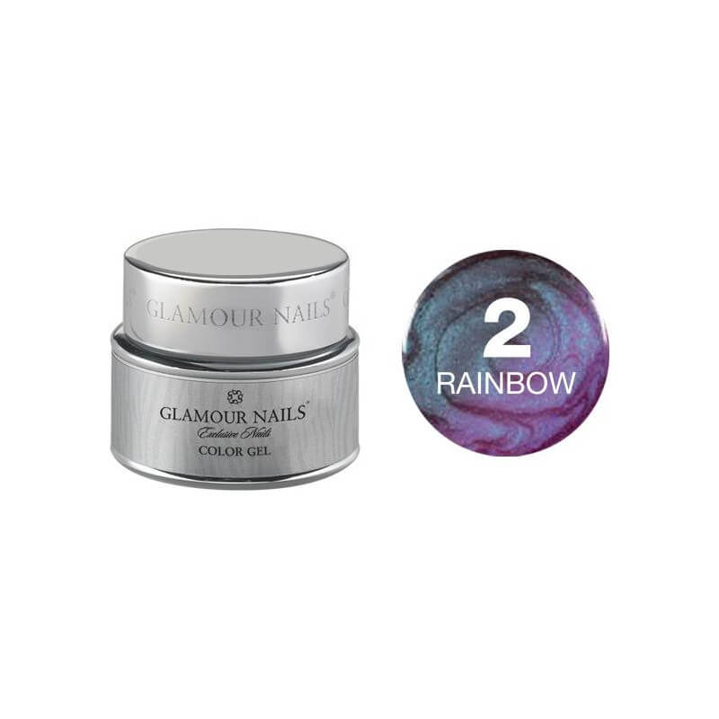 Gel colorato per unghie Glamour rainbow 2 da 5 ml.