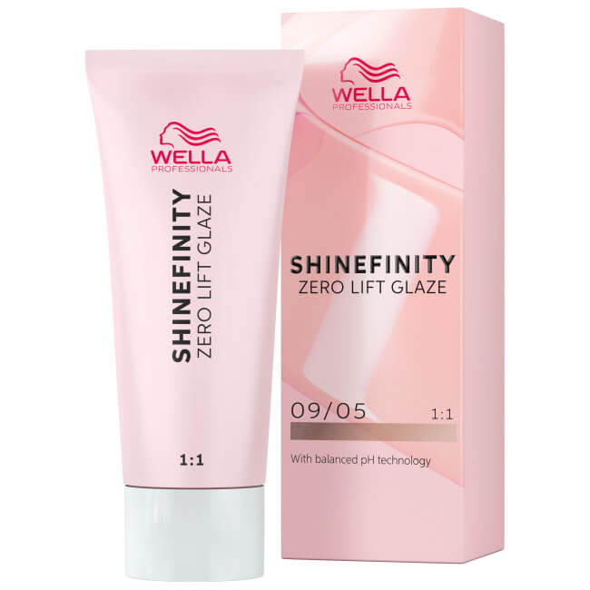 Coloration gloss Shinefinity 09/05 silk blush Wella 60ML

This is a hair color product called Shinefinity Gloss 09/05 Silk Blush