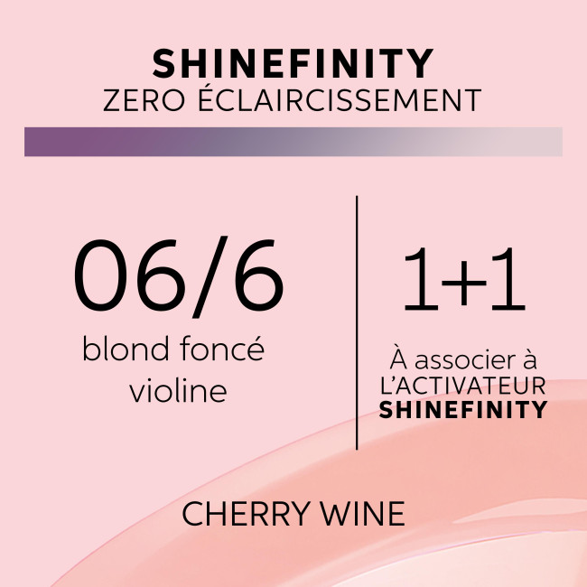 Coloración gloss Shinefinity 06/6 cherry wine Wella 60ML

Tinte de brillo Shinefinity 06/6 cereza vino de Wella 60ML.