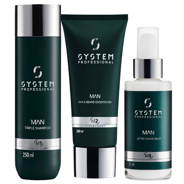 Man System Professional hair and beard maintenance pack