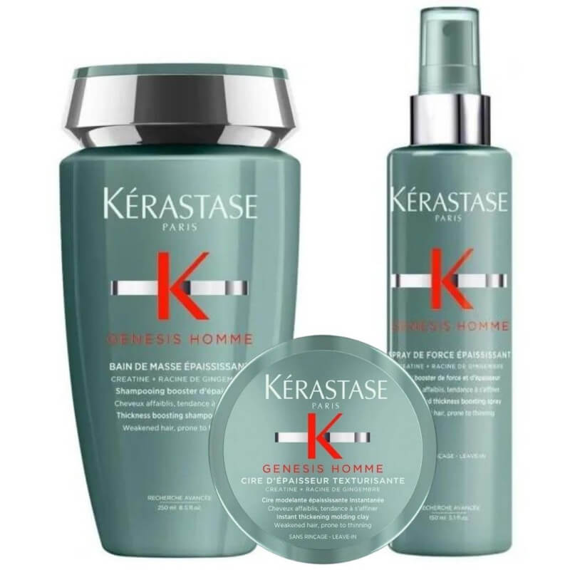 Trio de cuidados capilares espessos Genesis para homem Kérastase