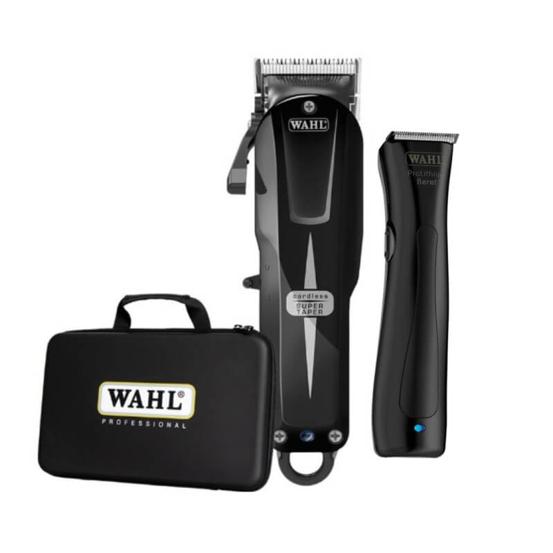 Wahl Super Taper Cordless and Beret black clipper duo case