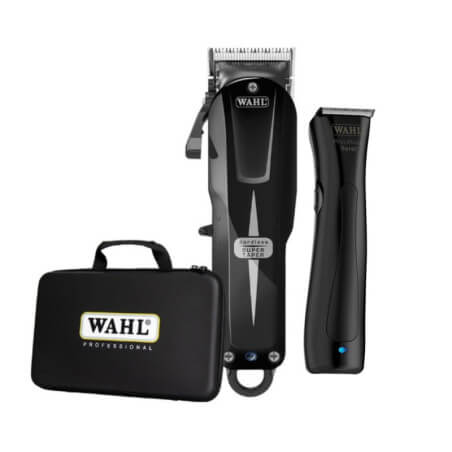 Wahl Schwarze Super Taper Cordless und Beret Duo Haarschneider-Koffer.