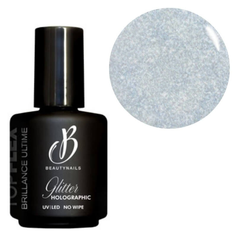Gel de acabamento Top Flex glitter holográfico BeautyNails 15ML