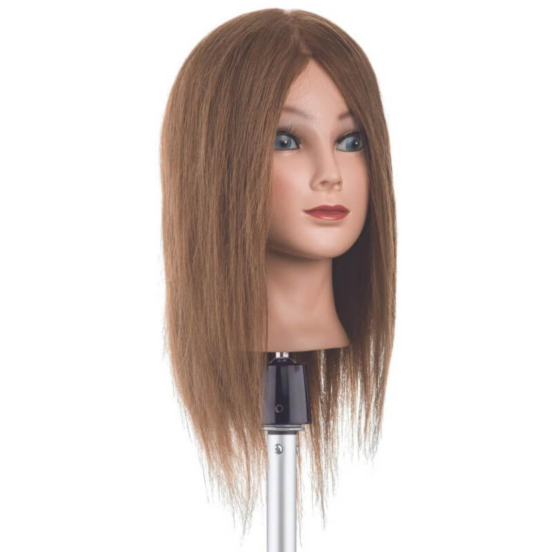 Cabeça de aprendizado, cabelo natural, comprimento médio de 35cm.