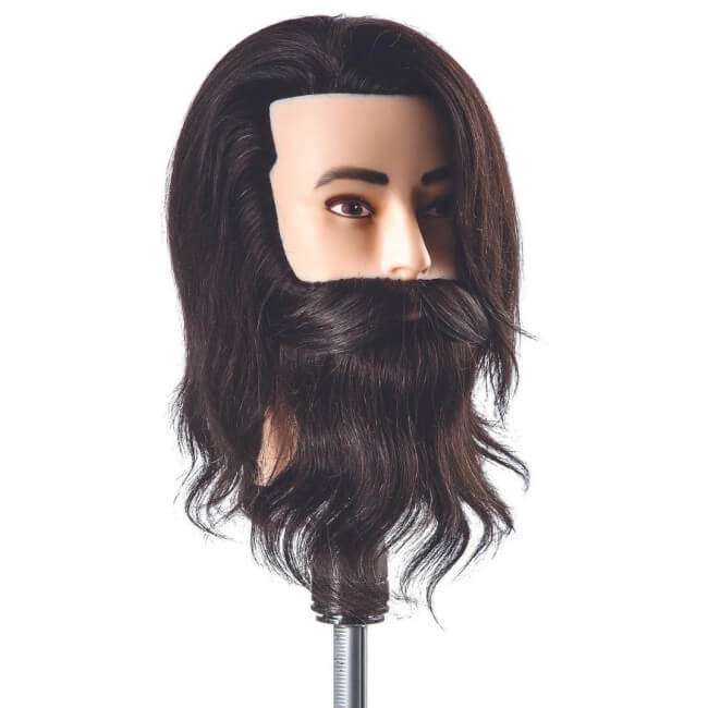 Cabeça de treino para barba e cabelos compridos.