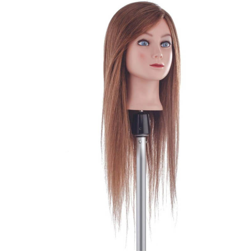 Cabeça de aprendizagem de cabelo natural com 55cm de comprimento.