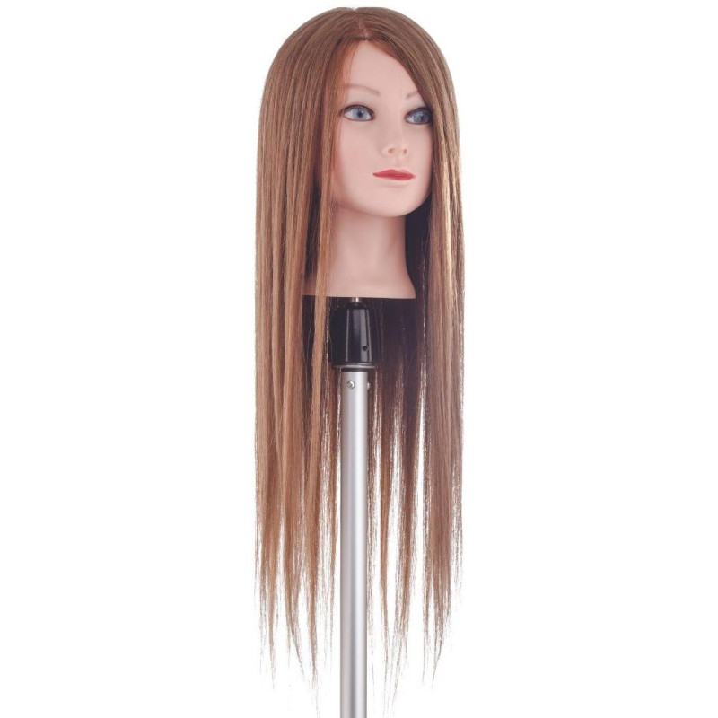 Cabeza de maniquí con cabello, 60% natural, muy largo, 60 cm.