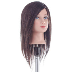 Cabeça de aprendizado, cabelo natural, comprimento médio de 35cm.