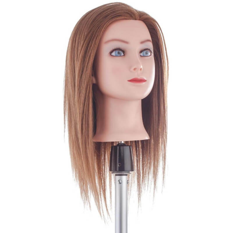 Cabeça de treinamento de cabelo 60% naturais, média de 35cm.