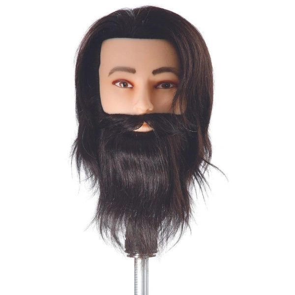 Kopf-Trainingspuppe mit kurzem Bart und Haaren.