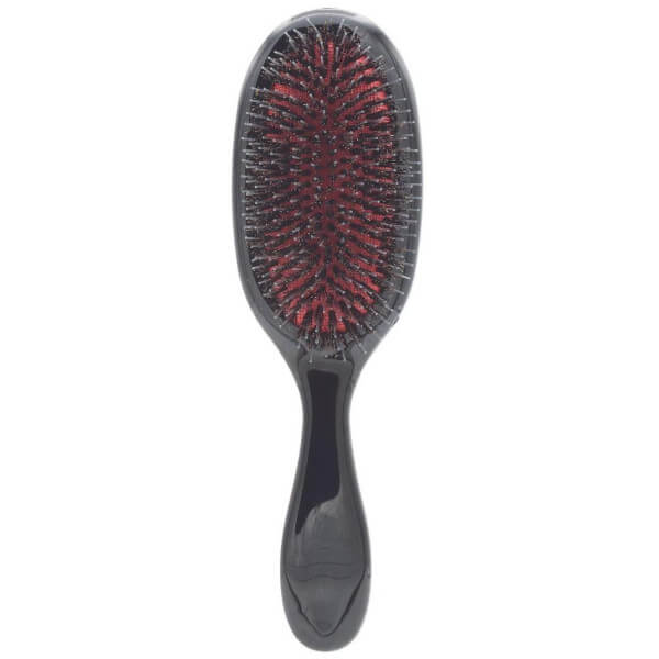 Zwarte borstel voor haarextensies met gemengde haren. Zwarte borstel voor haarextensies met gemengde haren.