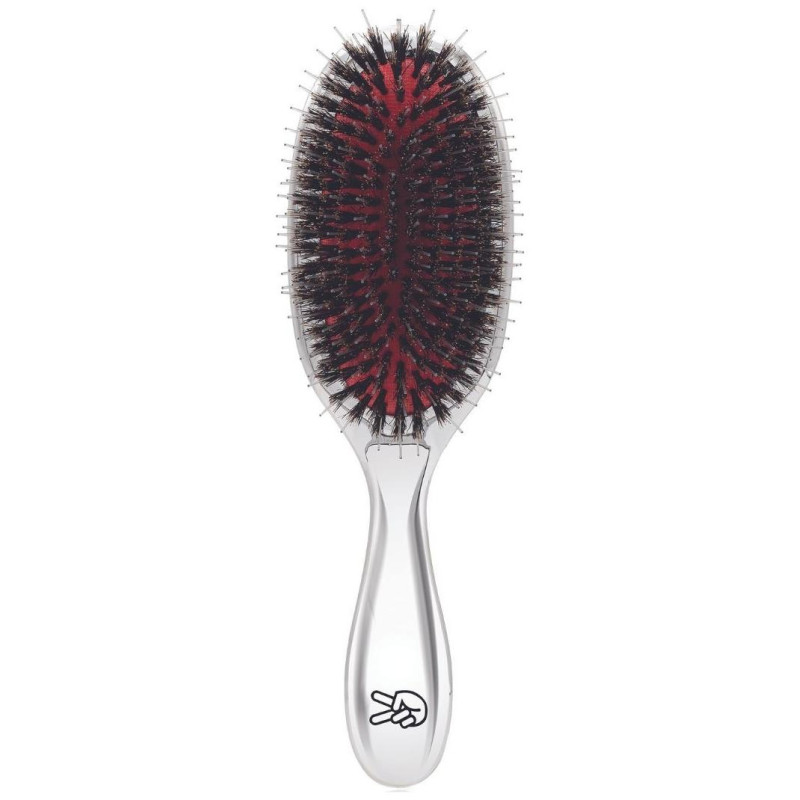 Brush for extensions with silver mixed bristles