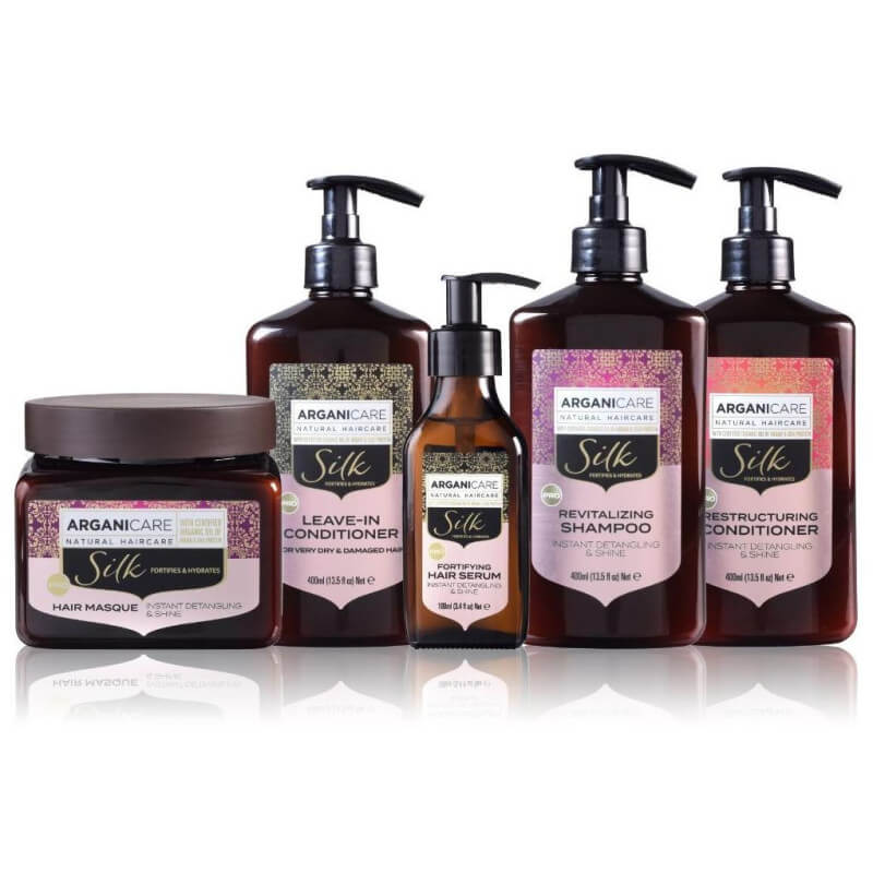 Coffret shampoo + conditioner + masker + serum + leave-in behandeling Silk Arganicare