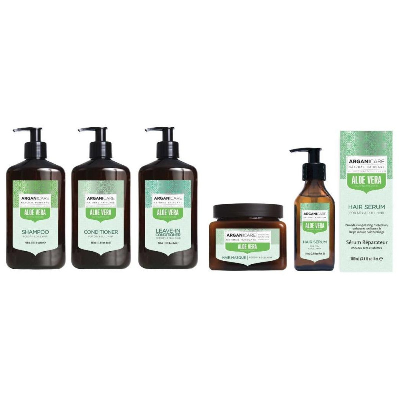 Set containing shampoo + conditioner + mask + serum + leave-in treatment Aloe vera Arganicare