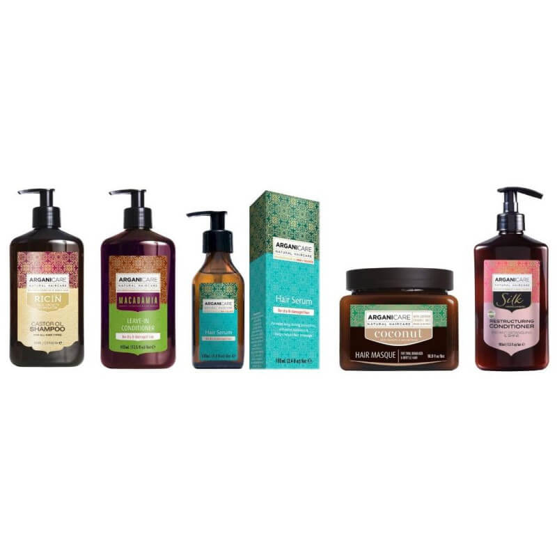 Coffret de champô + condicionador + máscara + sérum + creme de cuidado Capilar muito seco Arganicare
