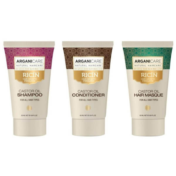 Coffret champô + amaciador + máscara em formato de viagem 50ml Ricin Arganicare Coffret champô + amaciador + máscara em formato de viagem 50ml Ricin Arganicare
