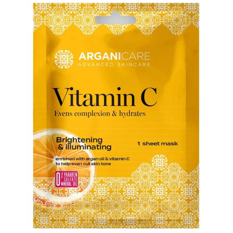 Máscara de tecido iluminadora com vitamina C Arganicare