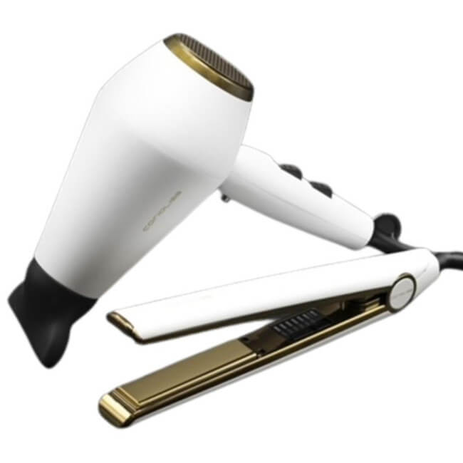 Cofre secador de cabelo Kompactissimo + prancha C1 Digital White Gold Corioliss