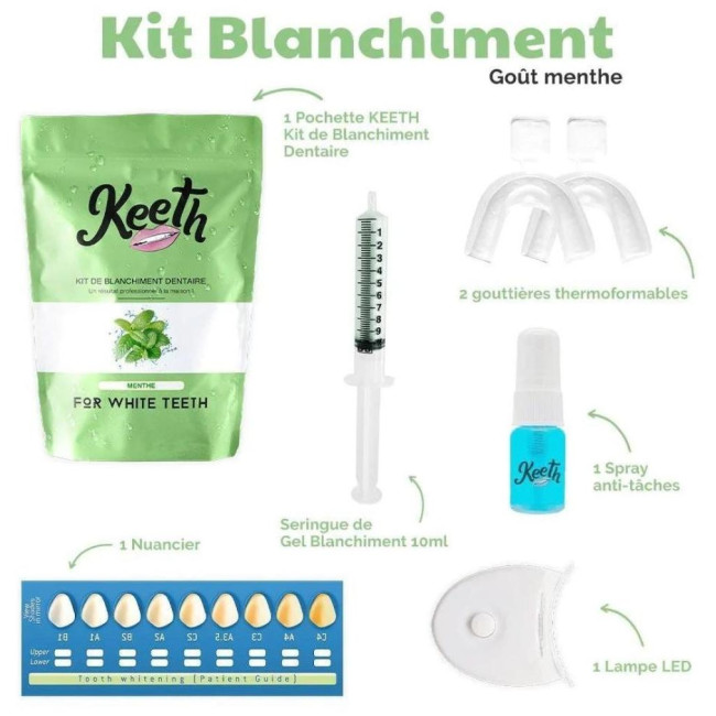 Kit de blanchiment dentaire à la menthe Keeth