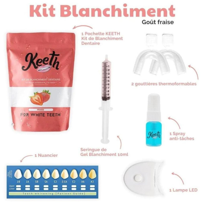 Kit de blanqueamiento dental con sabor a fresa Keeth