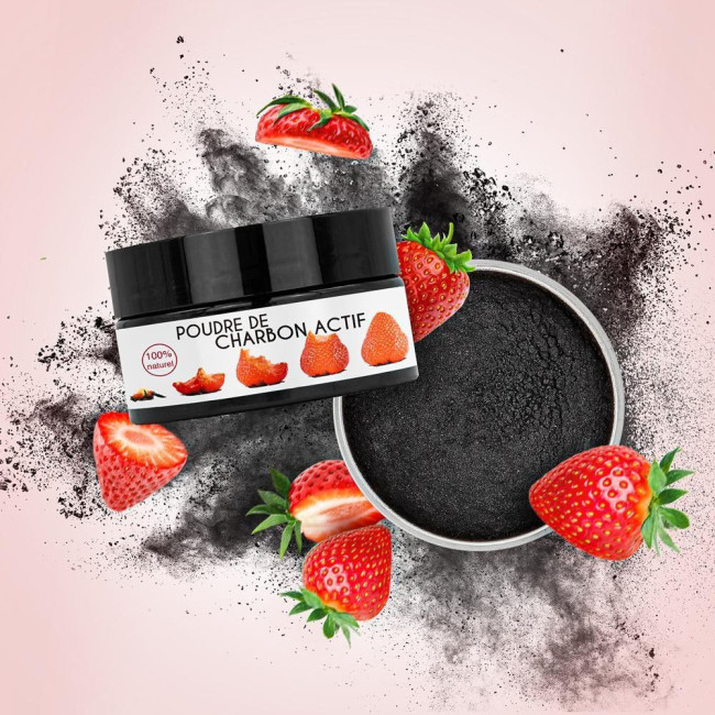 Whitening charcoal powder with strawberry Keeth