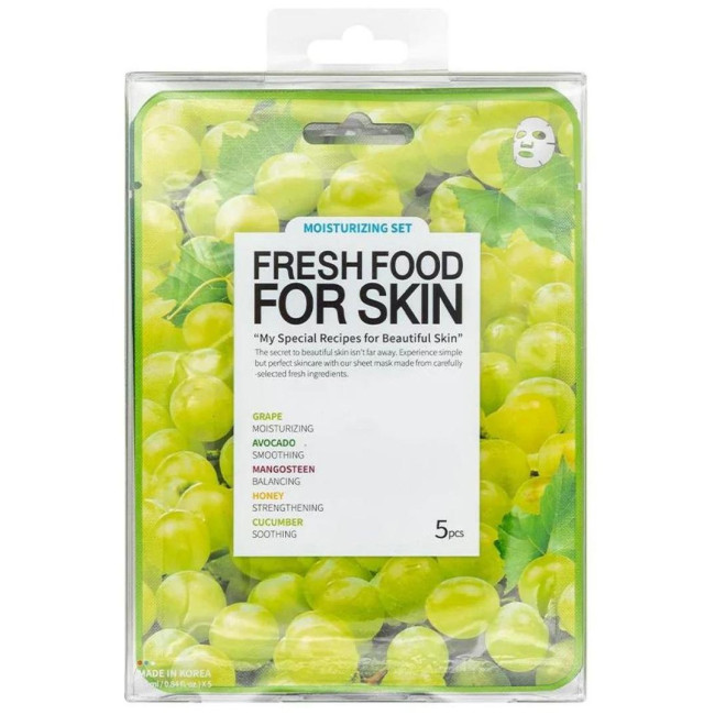 5 masques tissu hydratants aux raisins Fresh Food Farm Skin