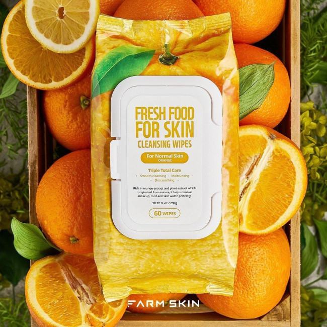 Lingettes nettoyantes à l'orange Super Food Farm Skin